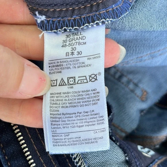 BNWOT Classic straight dark wash tall Gap denim blue jeans - Picture 12 of 14